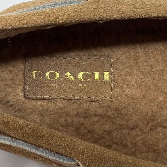 Coach Womens Antonia Leather Moccasin Tan Suede Logo Pendant Size 6.5 - Picture 8 of 14